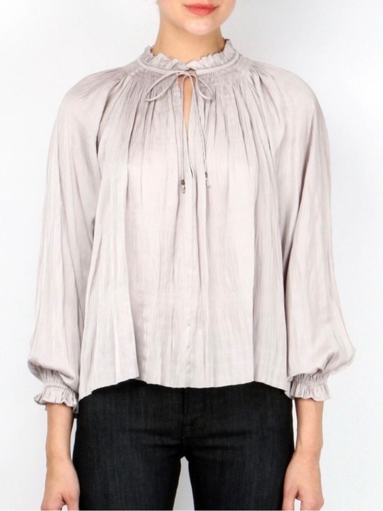 Ulla Johnson Tops - Ulla Johnson Rosamund Matte Japanese Satin Pleated Poet Blouse Blush Pink